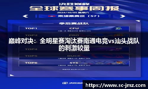 巅峰对决：全明星赛淘汰赛南通电竞vs汕头战队的刺激较量